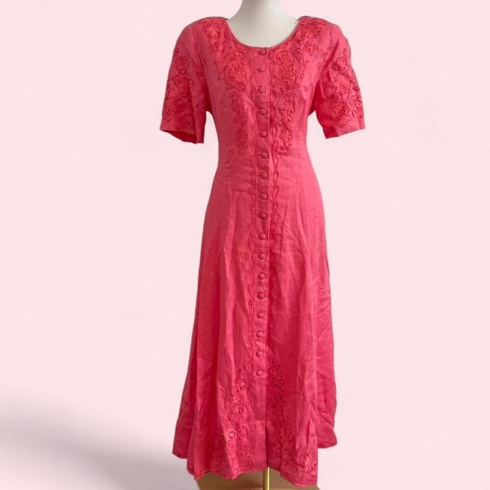Vintage Plaza South coral pink maxi dress 12